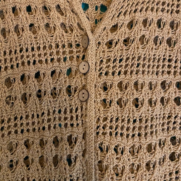 Women’s Khaki Crocheted Cardigan - Picture 3 of 3